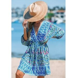 Cupshe Boho V-Neck Mini Dress, Women's Size S